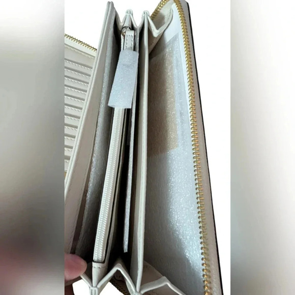 NWT Michael Kors Women Lady Long Continental Card Phone Holder Wallet Lt Cream - Picture 6 of 9